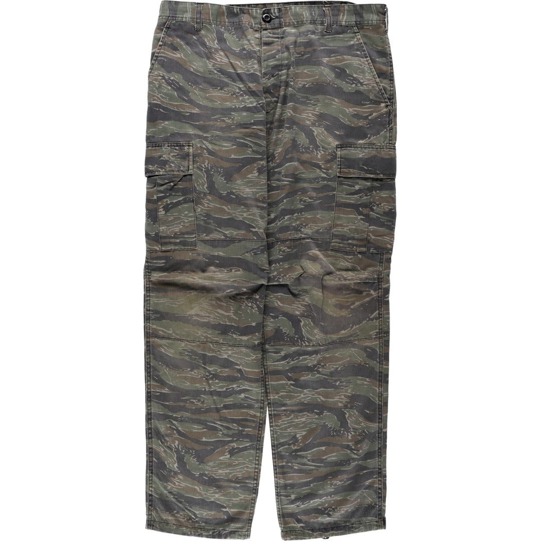ROTHCO (civilian brand) camouflage pattern tiger stripe camo military cargo pants, men's size W37 (approx.) cotton Khaki type Vintage Second Hand