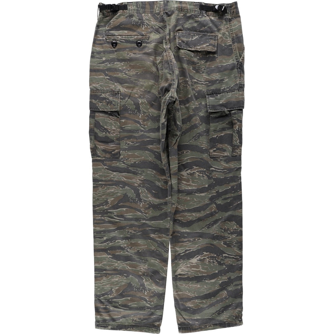 ROTHCO (civilian brand) camouflage pattern tiger stripe camo military cargo pants, men's size W37 (approx.) cotton Khaki type Vintage Second Hand