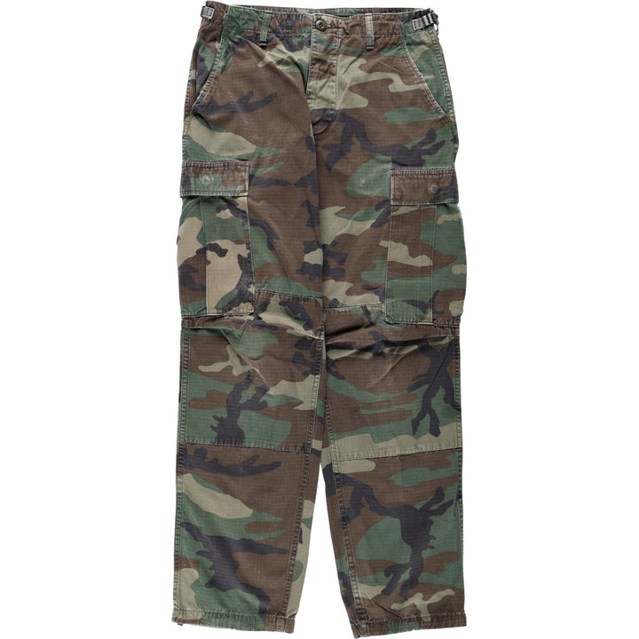 1990'S US Military Issue Woodland Camo Ripstop Military Cargo Pants Combat Pants Made in USA Small-Regular cotton Khaki type Vintage Second Hand