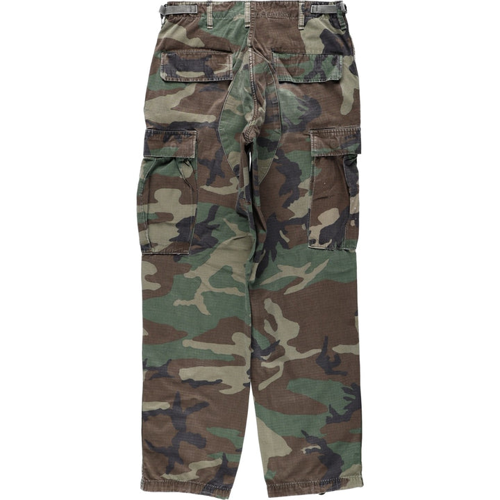 1990'S US Military Issue Woodland Camo Ripstop Military Cargo Pants Combat Pants Made in USA Small-Regular cotton Khaki type Vintage Second Hand