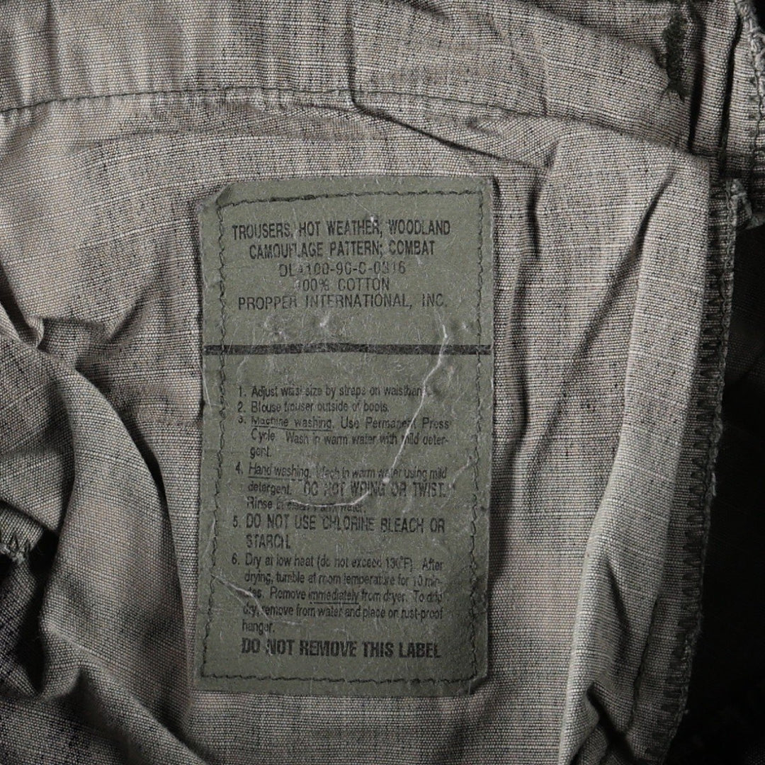 1990'S US Military Issue Woodland Camo Ripstop Military Cargo Pants Combat Pants Made in USA Small-Regular cotton Khaki type Vintage Second Hand