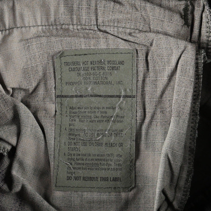 1990'S US Military Issue Woodland Camo Ripstop Military Cargo Pants Combat Pants Made in USA Small-Regular cotton Khaki type Vintage Second Hand
