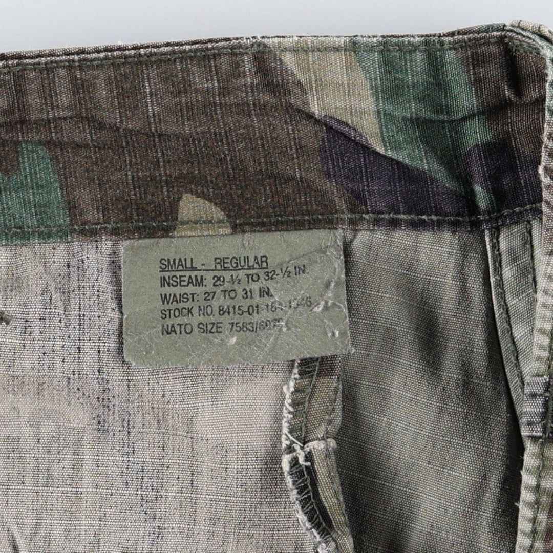 1990'S US Military Issue Woodland Camo Ripstop Military Cargo Pants Combat Pants Made in USA Small-Regular cotton Khaki type Vintage Second Hand