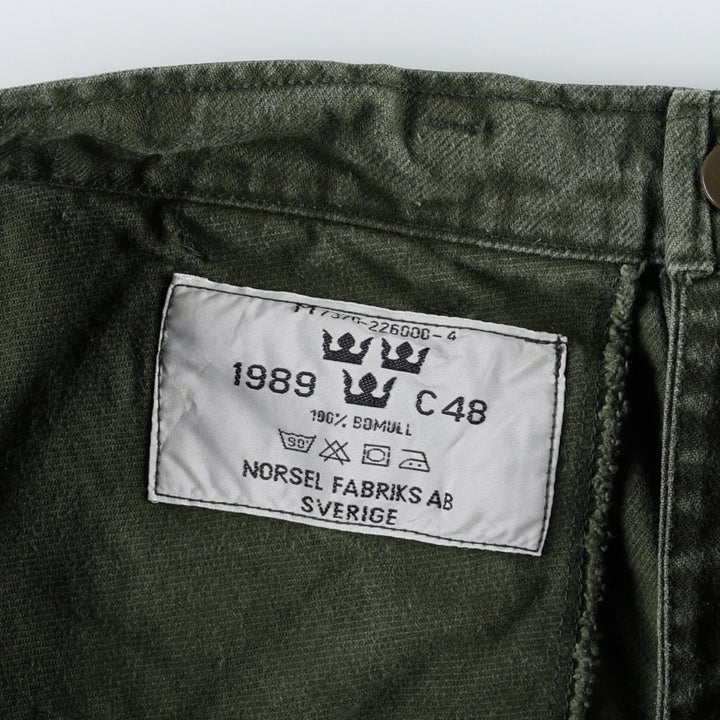 1980'S Swedish Army One-Pleat Military Utility Pants C48 Men's W31 (approx.) Vintage cotton Khaki type Vintage Second Hand