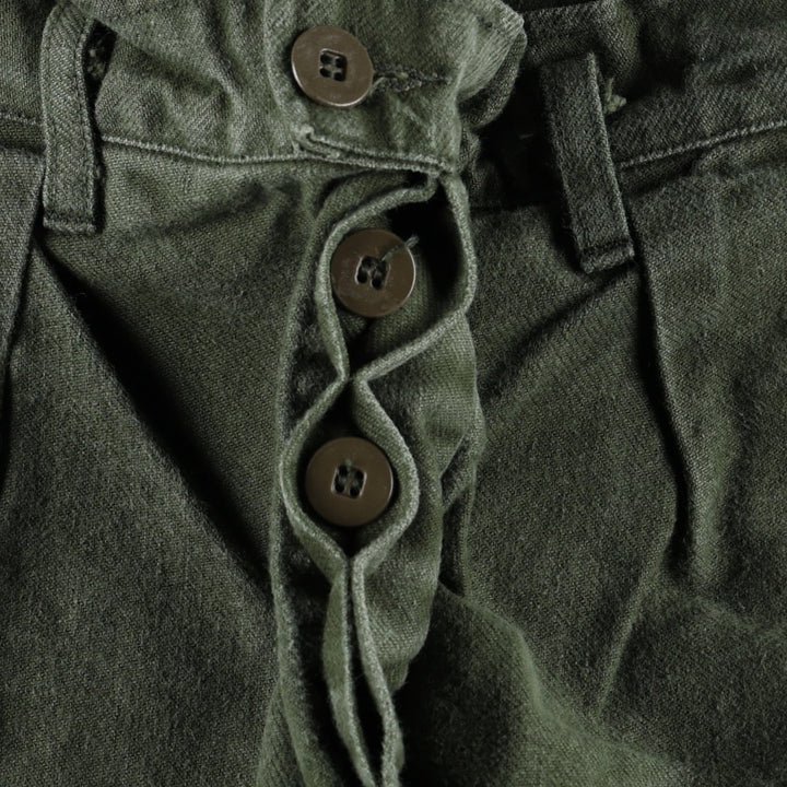 1980'S Swedish Army One-Pleat Military Utility Pants C48 Men's W31 (approx.) Vintage cotton Khaki type Vintage Second Hand