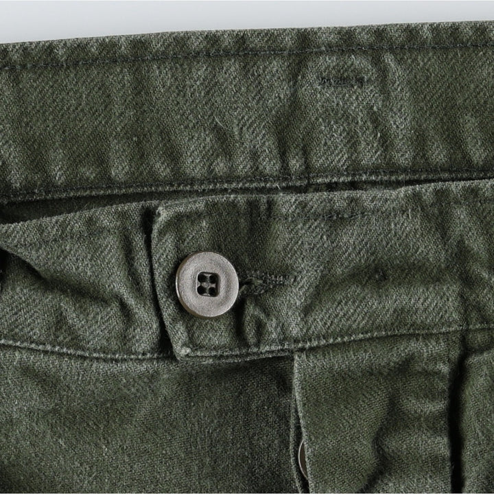1980'S Swedish Army One-Pleat Military Utility Pants C48 Men's W31 (approx.) Vintage cotton Khaki type Vintage Second Hand