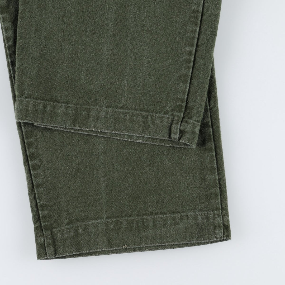 1980'S Swedish Army One-Pleat Military Utility Pants C48 Men's W31 (approx.) Vintage cotton Khaki type Vintage Second Hand