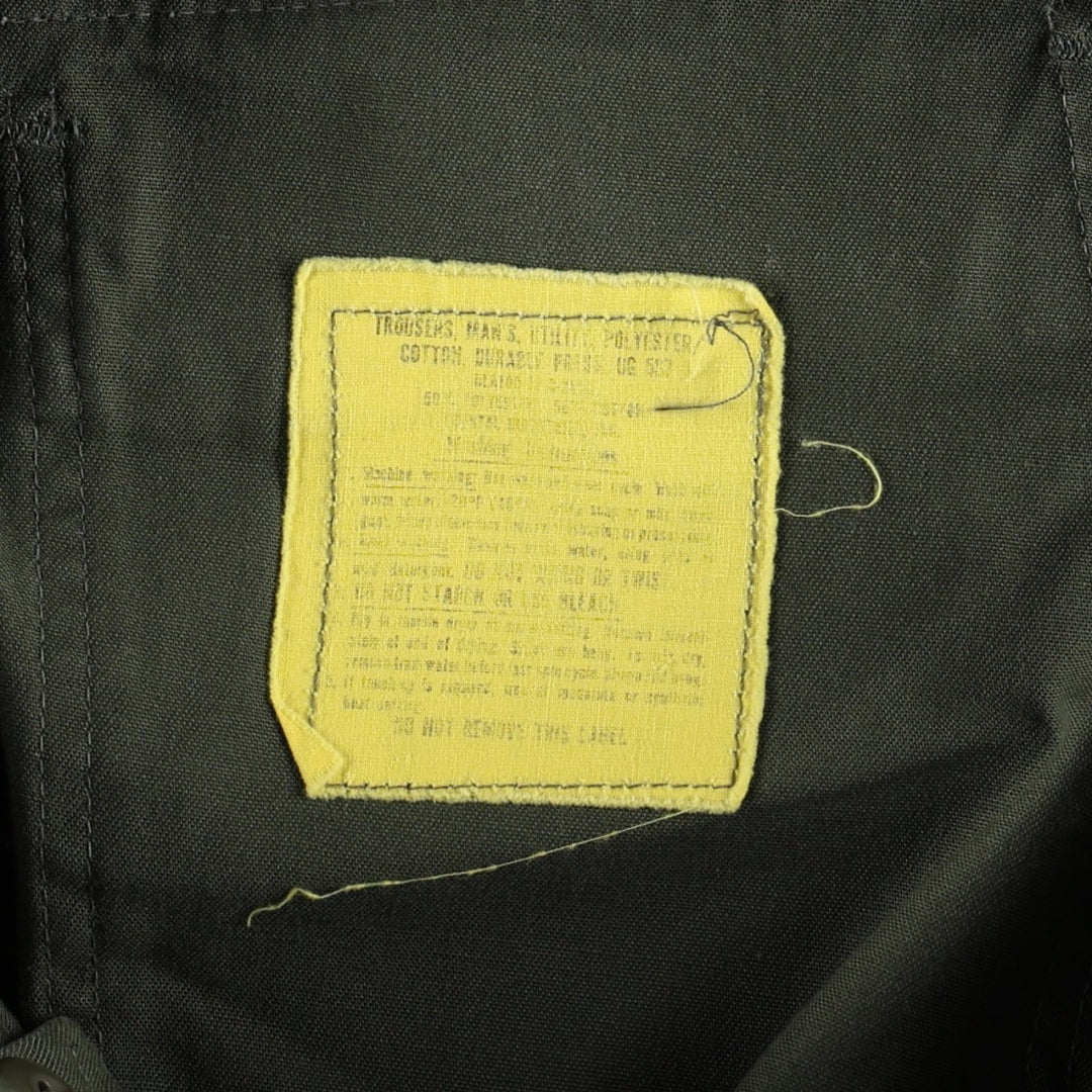 1970'S US Military Issue Baker Pants, Made in USA, Size 38x33 (Men's W36 equivalent), Vintage polyester Khaki type Vintage Second Hand