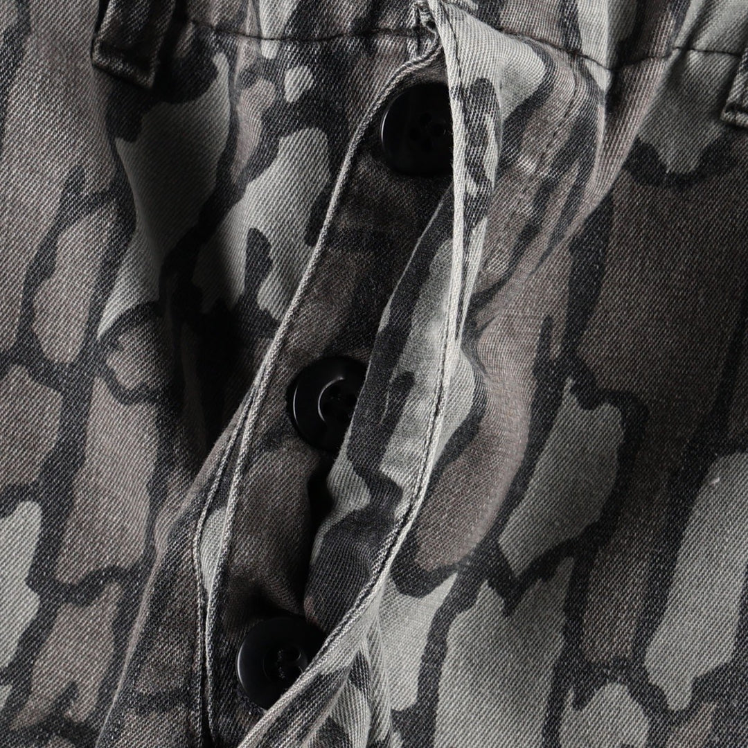 Civilian-made camouflage pattern (Treebark camo), double-knee military cargo pants, made in the USA, men's size W31 equivalent. polyester gray type Vintage Second Hand