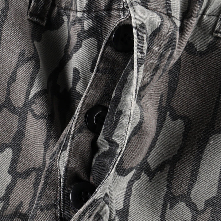 Civilian-made camouflage pattern (Treebark camo), double-knee military cargo pants, made in the USA, men's size W31 equivalent. polyester gray type Vintage Second Hand