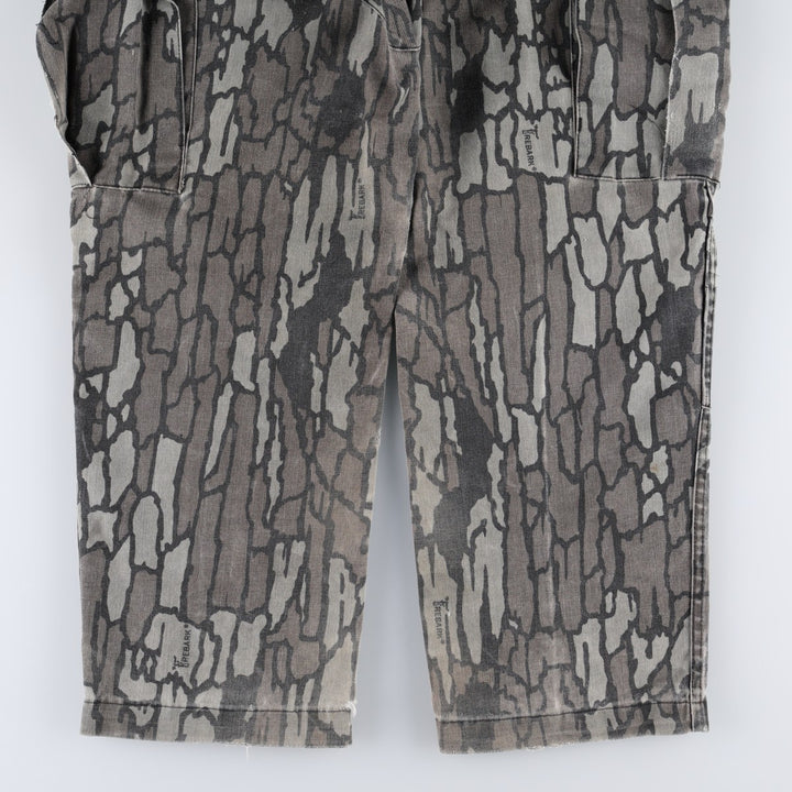 Civilian-made camouflage pattern (Treebark camo), double-knee military cargo pants, made in the USA, men's size W31 equivalent. polyester gray type Vintage Second Hand