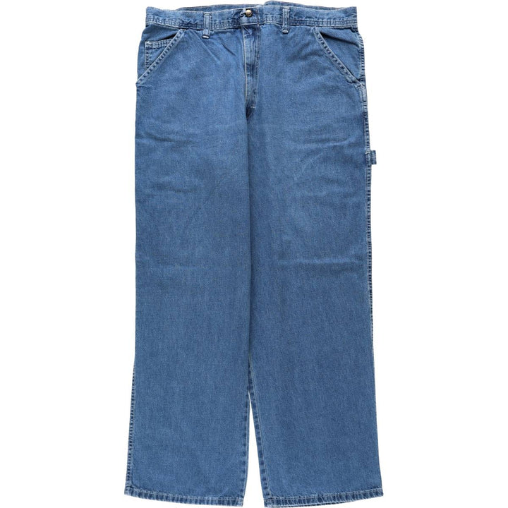 80s-90'S HW Carter and Sons Ringer Denim Painter Pants, Made in USA, Men's W36 (approx.), Vintage unclear blue type Vintage Second Hand