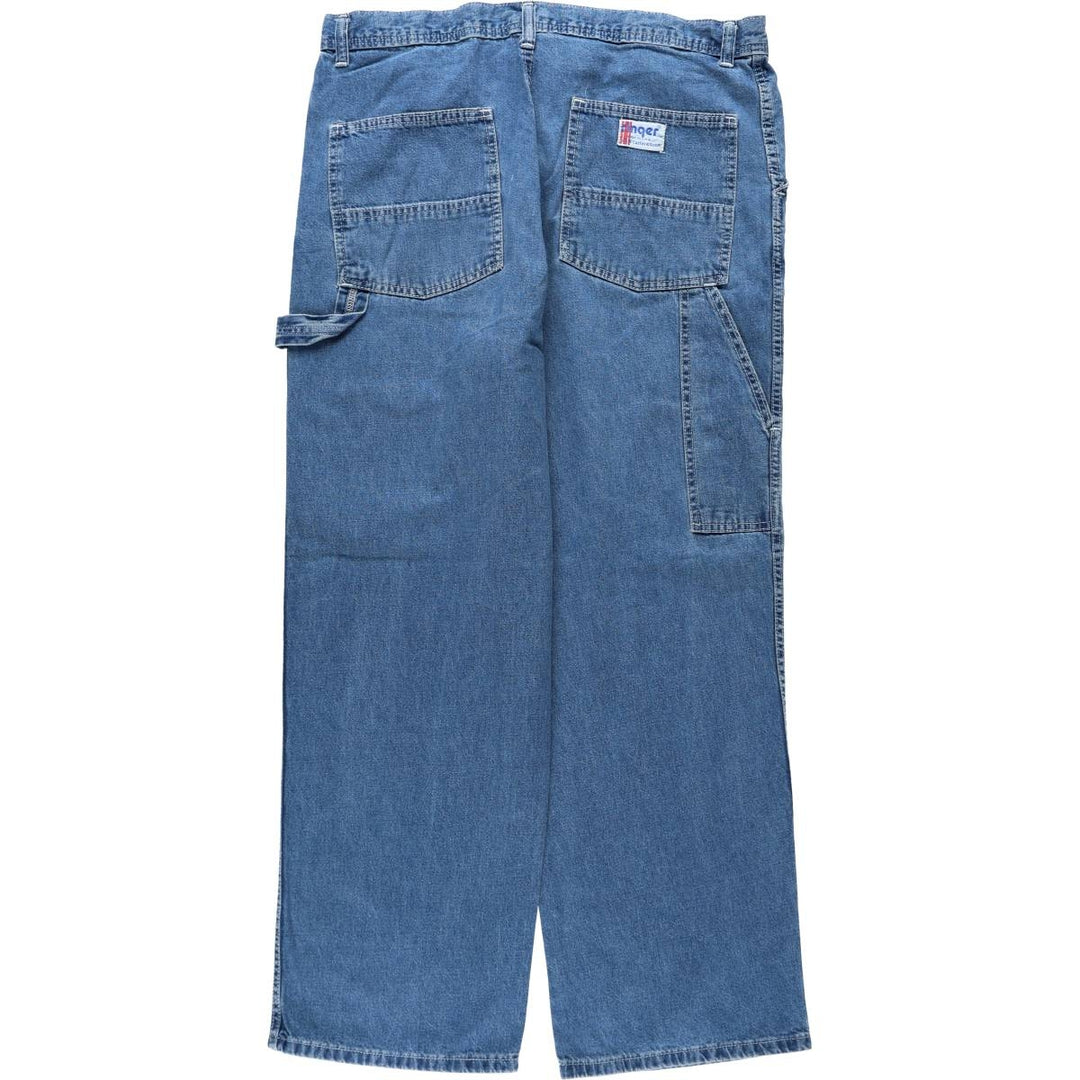 80s-90'S HW Carter and Sons Ringer Denim Painter Pants, Made in USA, Men's W36 (approx.), Vintage unclear blue type Vintage Second Hand