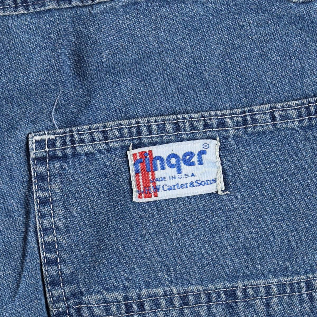 80s-90'S HW Carter and Sons Ringer Denim Painter Pants, Made in USA, Men's W36 (approx.), Vintage unclear blue type Vintage Second Hand