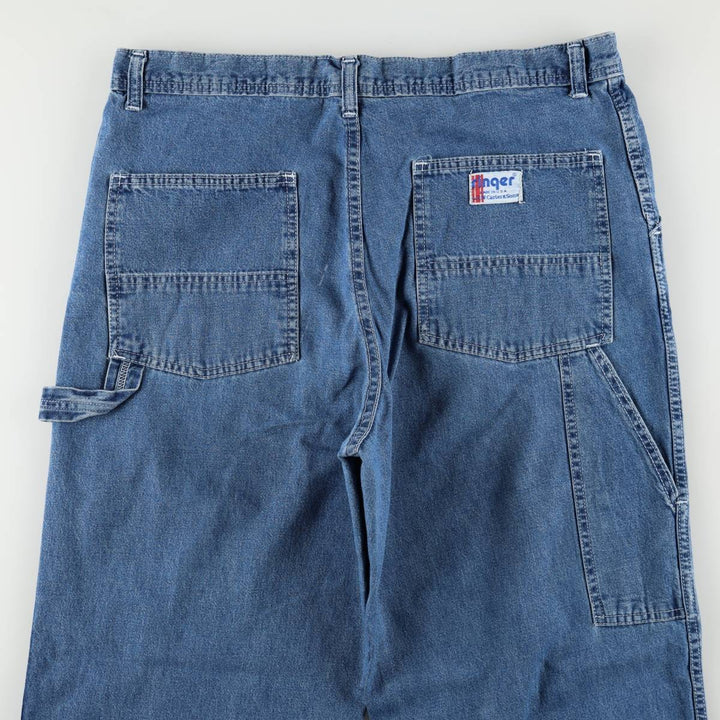 80s-90'S HW Carter and Sons Ringer Denim Painter Pants, Made in USA, Men's W36 (approx.), Vintage unclear blue type Vintage Second Hand