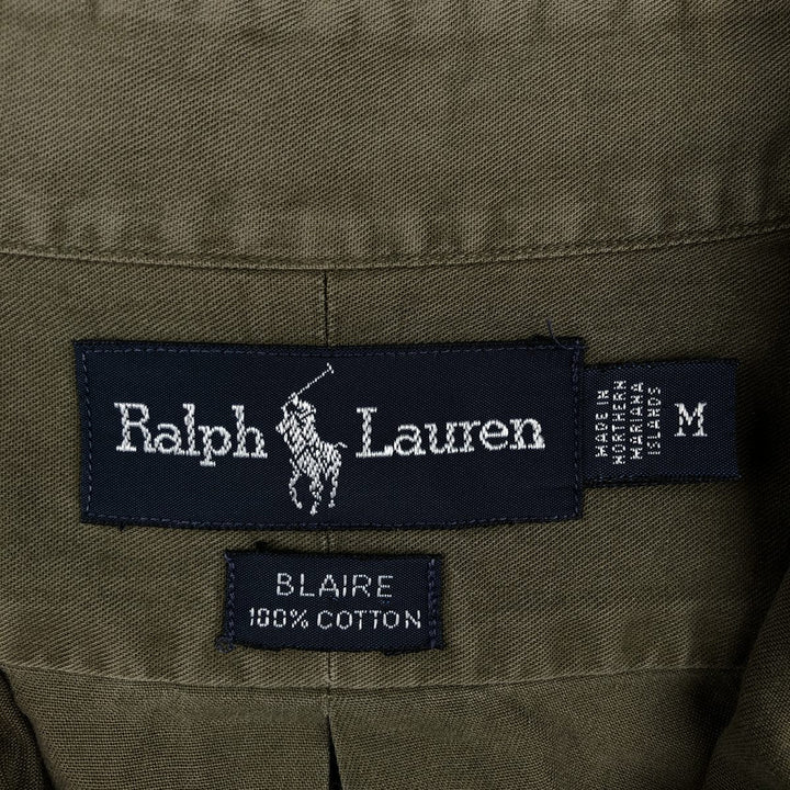 Ralph Lauren BLAIRE long sleeve button down shirt, men's size M cotton Khaki type Vintage Second Hand