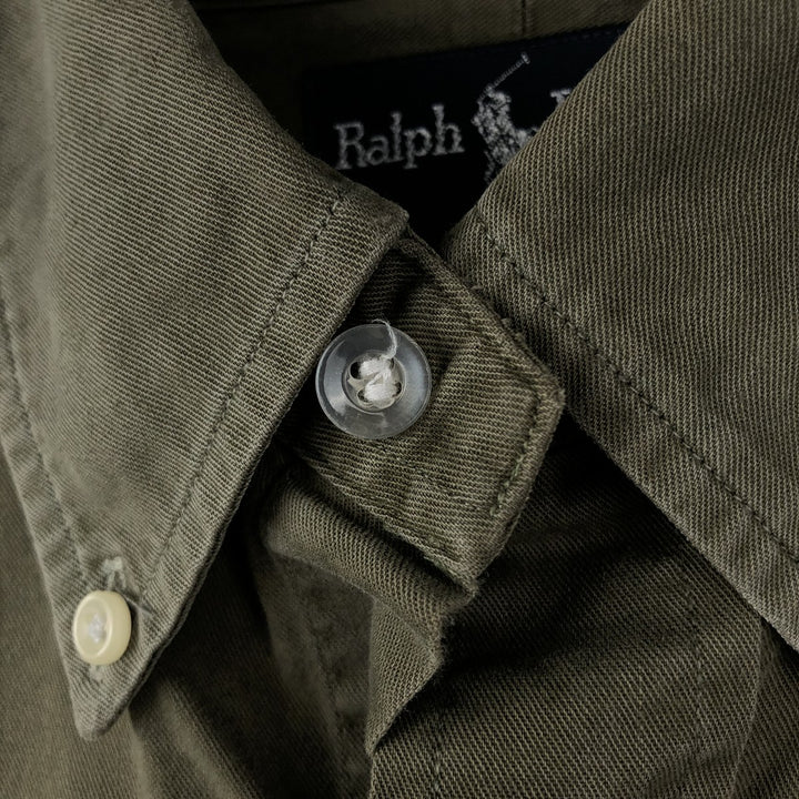 Ralph Lauren BLAIRE long sleeve button down shirt, men's size M cotton Khaki type Vintage Second Hand
