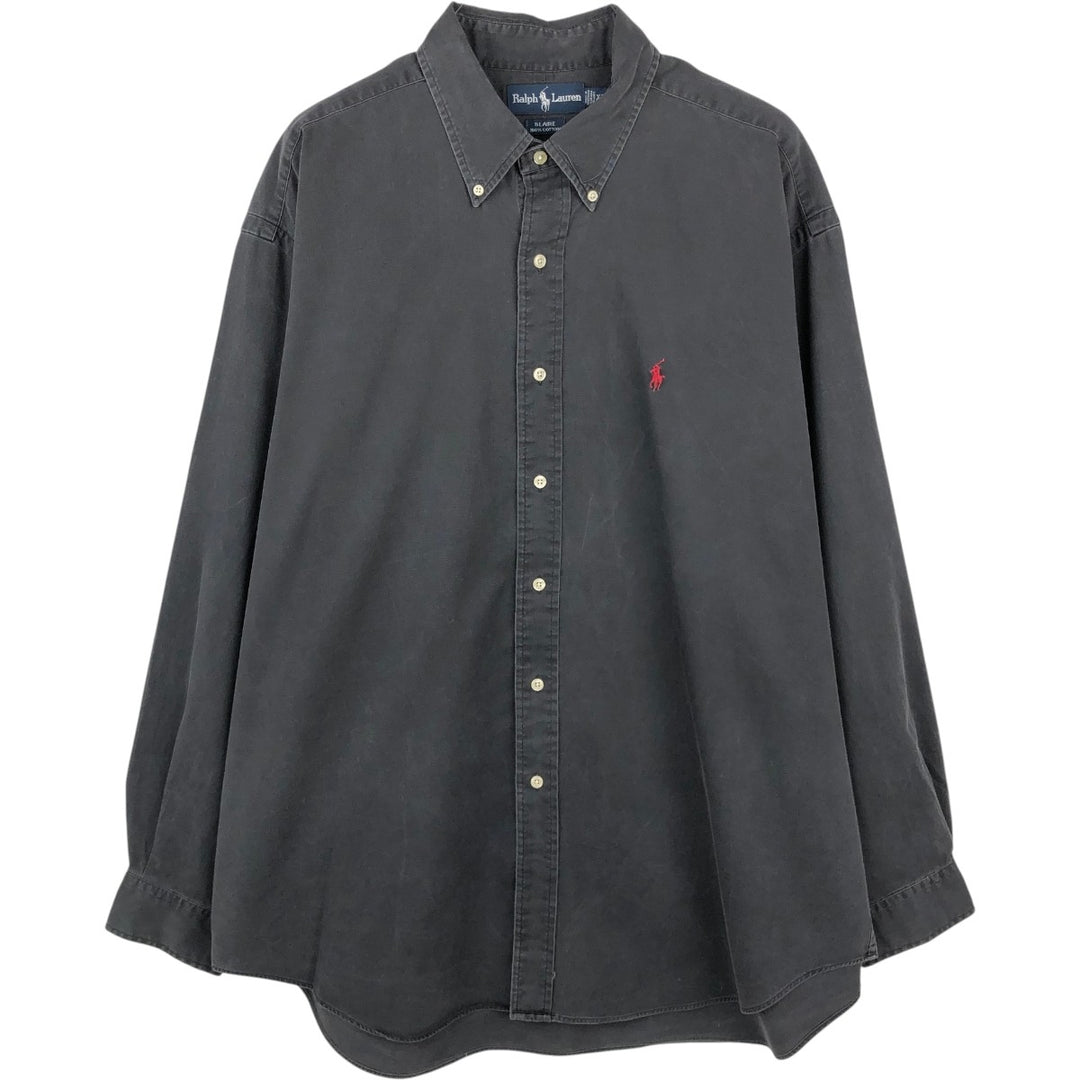 Ralph Lauren BLAIRE long sleeve button down shirt, men's XL size cotton black type Vintage Second Hand