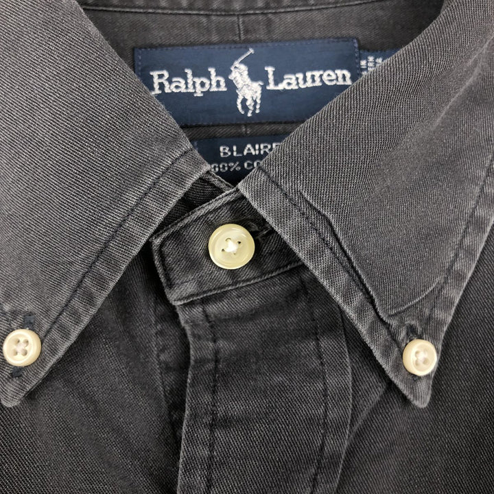 Ralph Lauren BLAIRE long sleeve button down shirt, men's XL size cotton black type Vintage Second Hand