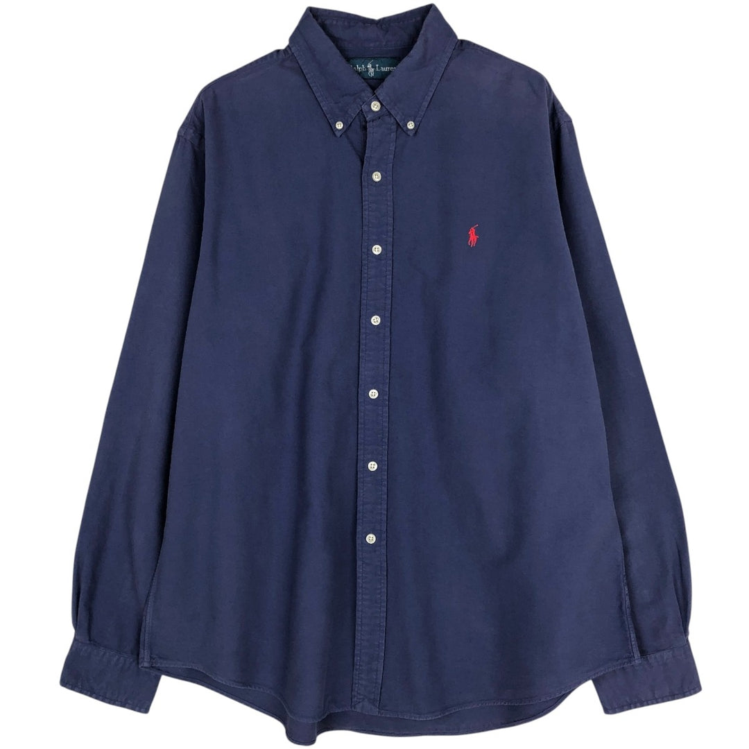 Ralph Lauren long sleeve button down shirt, men's XL size cotton navy blue type Vintage Second Hand
