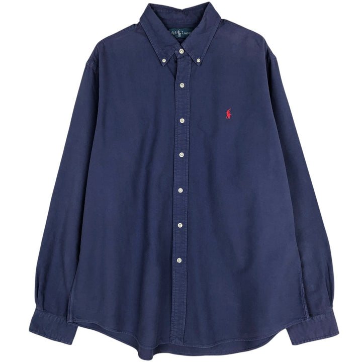Ralph Lauren long sleeve button down shirt, men's XL size cotton navy blue type Vintage Second Hand