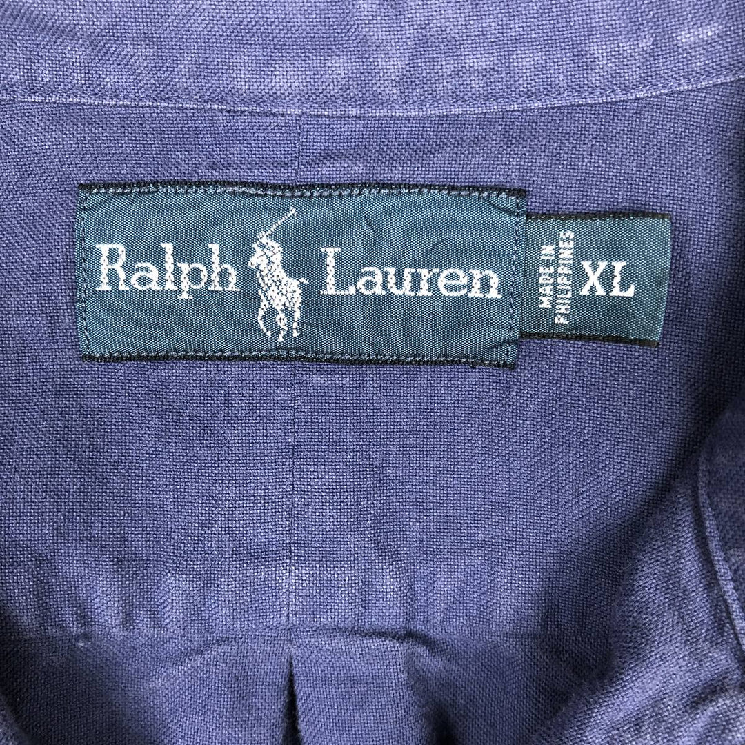 Ralph Lauren long sleeve button down shirt, men's XL size cotton navy blue type Vintage Second Hand