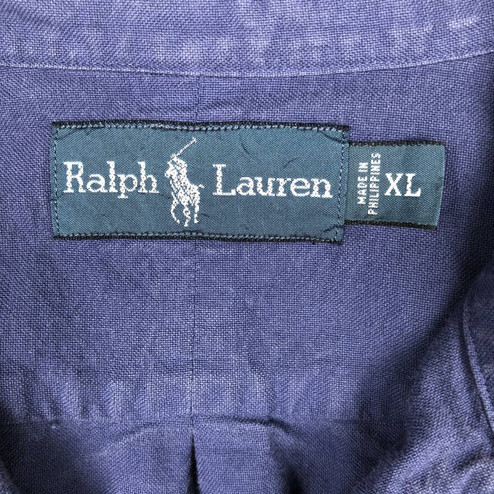 Ralph Lauren long sleeve button down shirt, men's XL size cotton navy blue type Vintage Second Hand