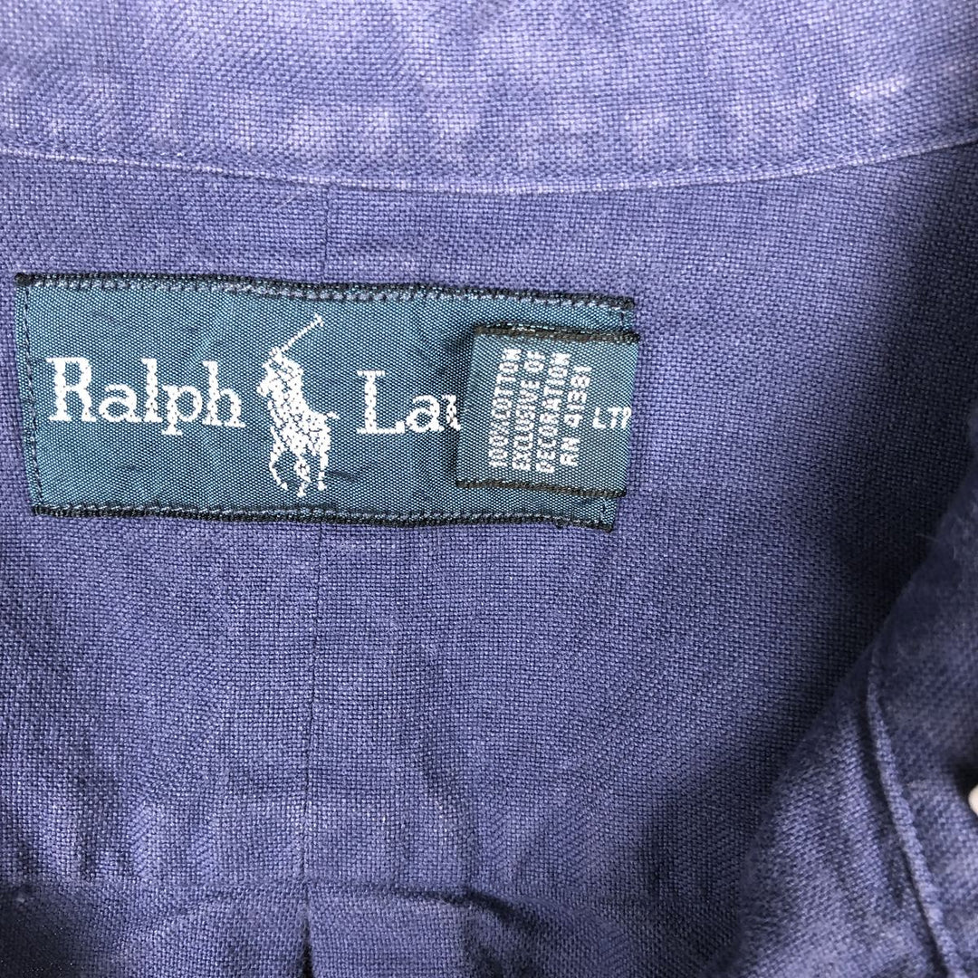 Ralph Lauren long sleeve button down shirt, men's XL size cotton navy blue type Vintage Second Hand
