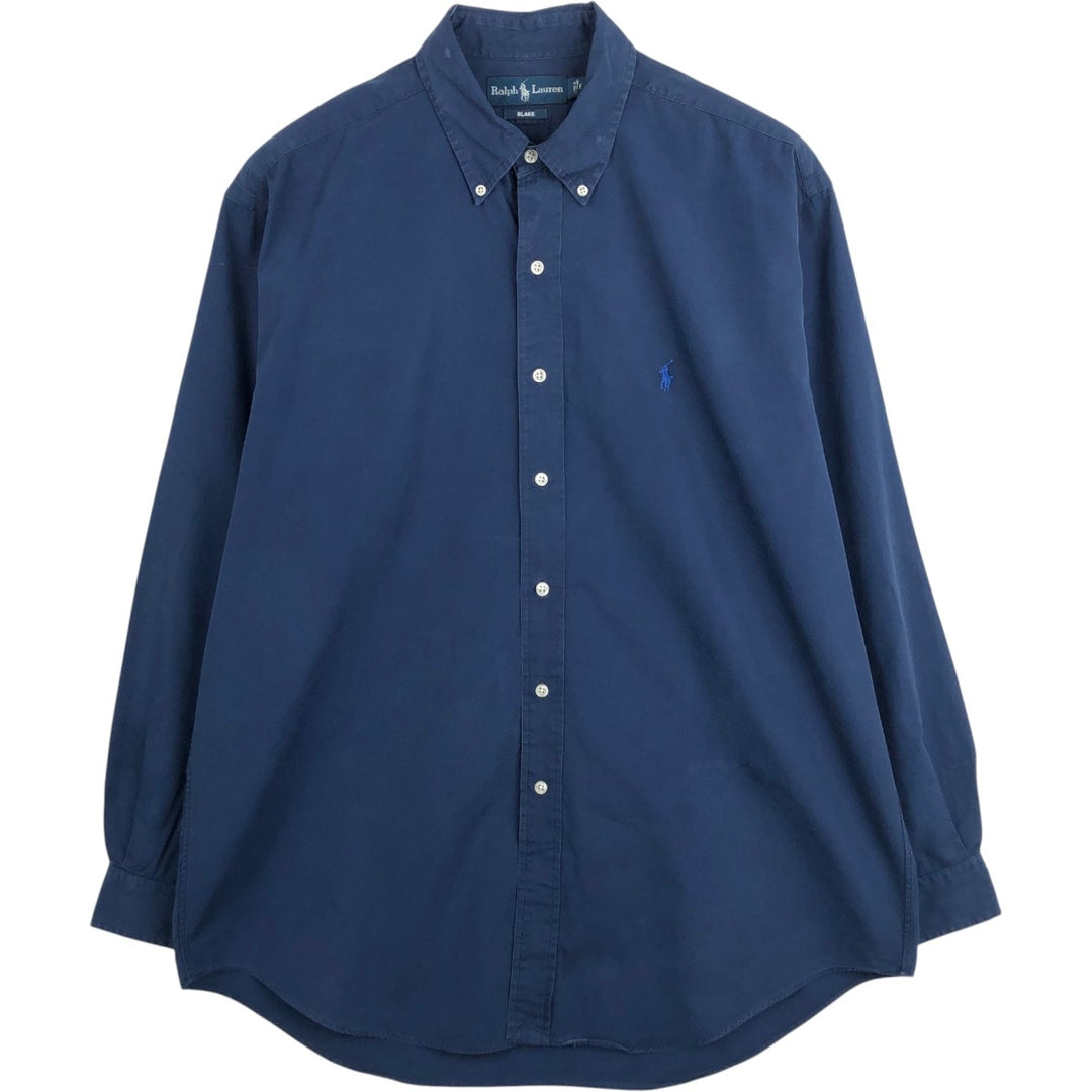Ralph Lauren BLAKE long sleeve button down shirt, men's size L cotton navy blue type Vintage Second Hand