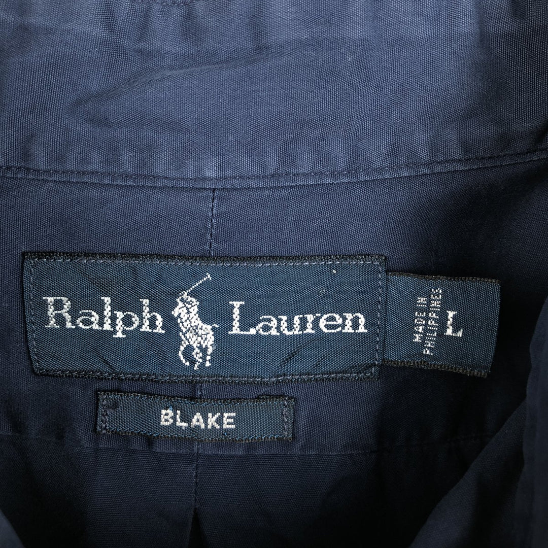 Ralph Lauren BLAKE long sleeve button down shirt, men's size L cotton navy blue type Vintage Second Hand