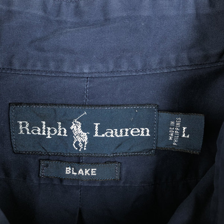 Ralph Lauren BLAKE long sleeve button down shirt, men's size L cotton navy blue type Vintage Second Hand