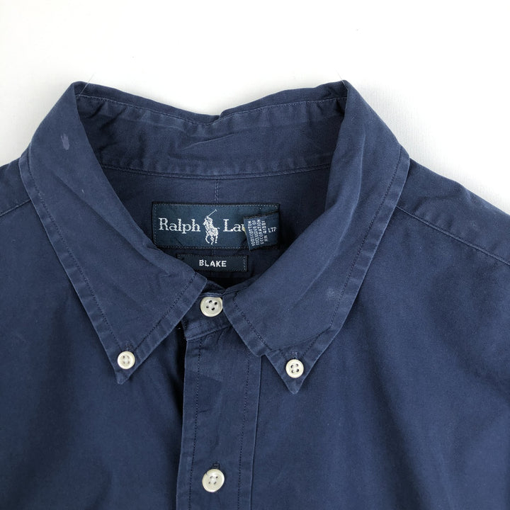 Ralph Lauren BLAKE long sleeve button down shirt, men's size L cotton navy blue type Vintage Second Hand