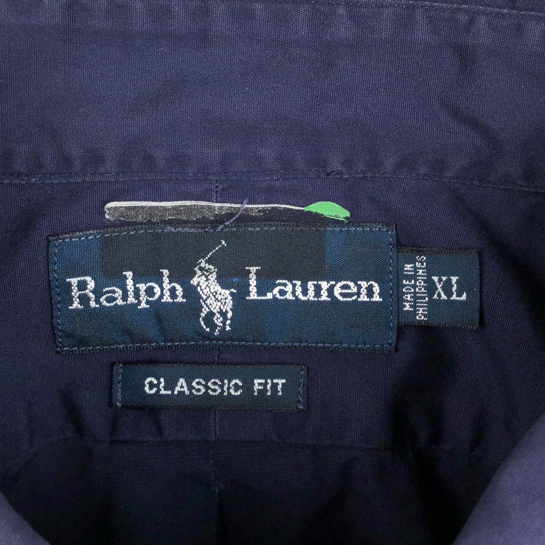 Ralph Lauren Classic Fit Long Sleeve Button Down Shirt Men's XL cotton navy blue type Vintage Second Hand
