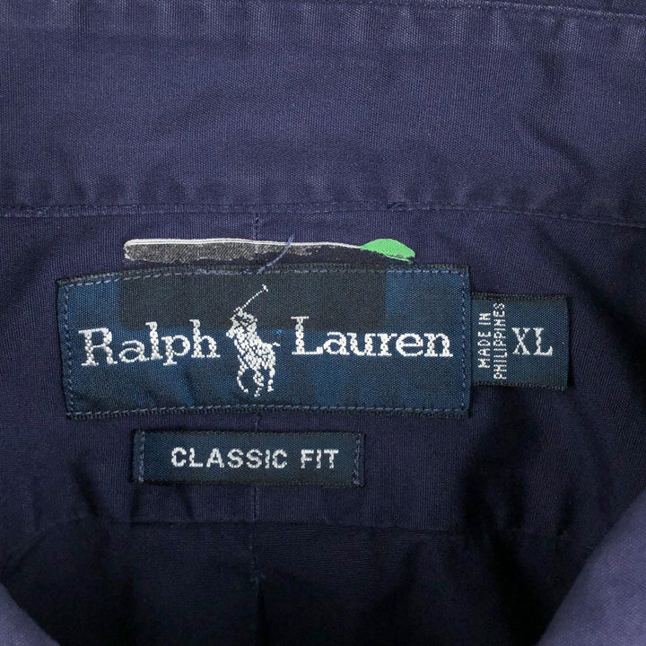 Ralph Lauren Classic Fit Long Sleeve Button Down Shirt Men's XL cotton navy blue type Vintage Second Hand