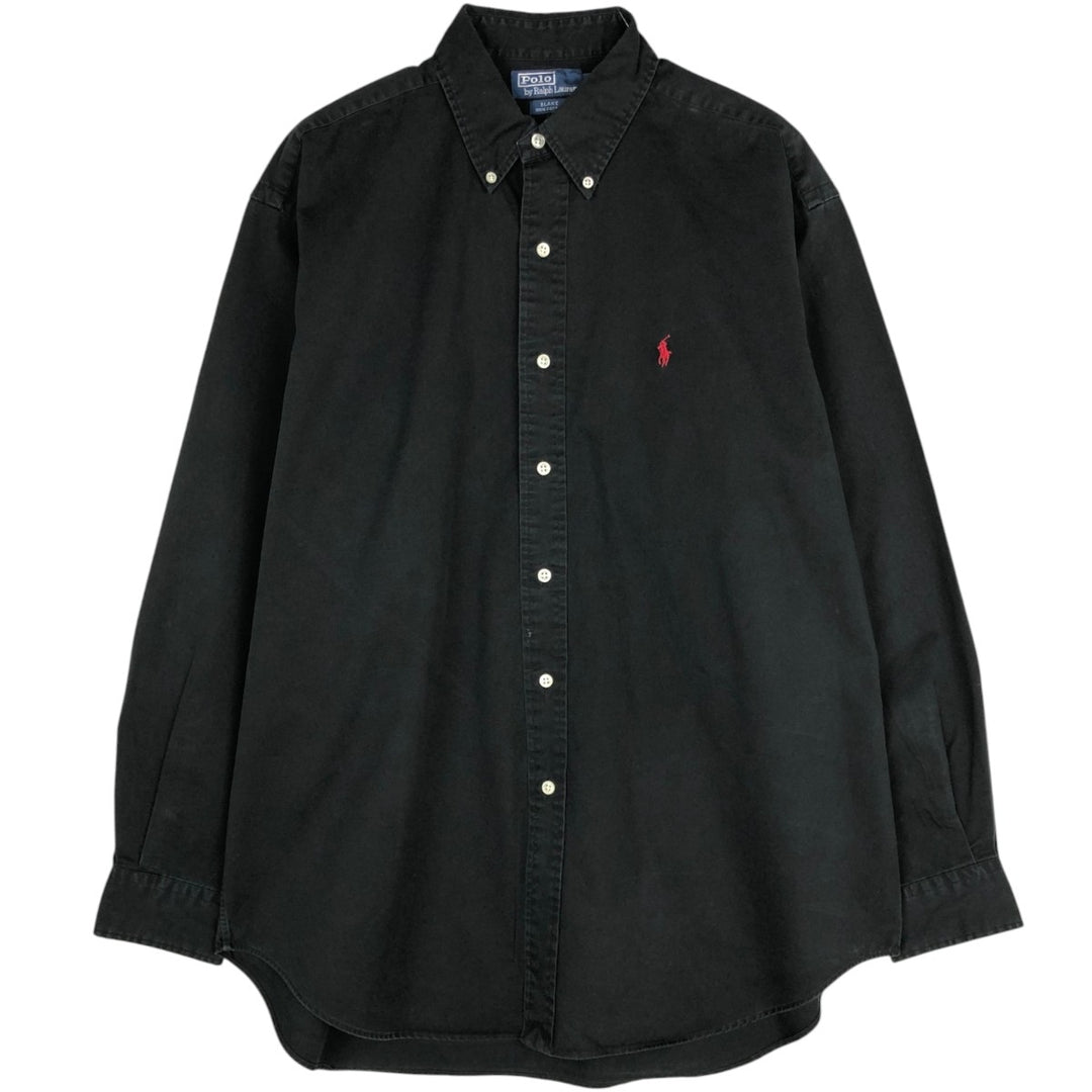 Ralph Lauren POLO by Ralph Lauren BLAKE long-sleeved button-down shirt, men's size L cotton black type Vintage Second Hand