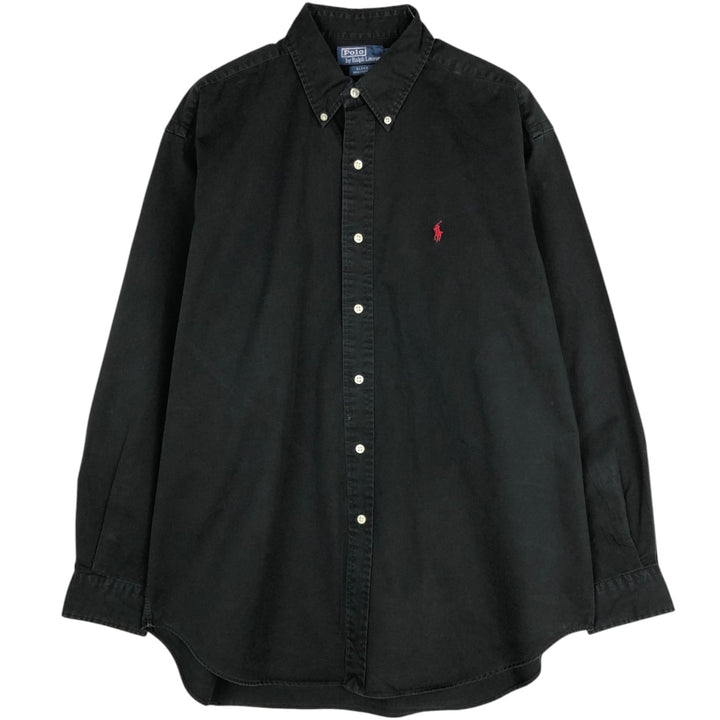 Ralph Lauren POLO by Ralph Lauren BLAKE long-sleeved button-down shirt, men's size L cotton black type Vintage Second Hand