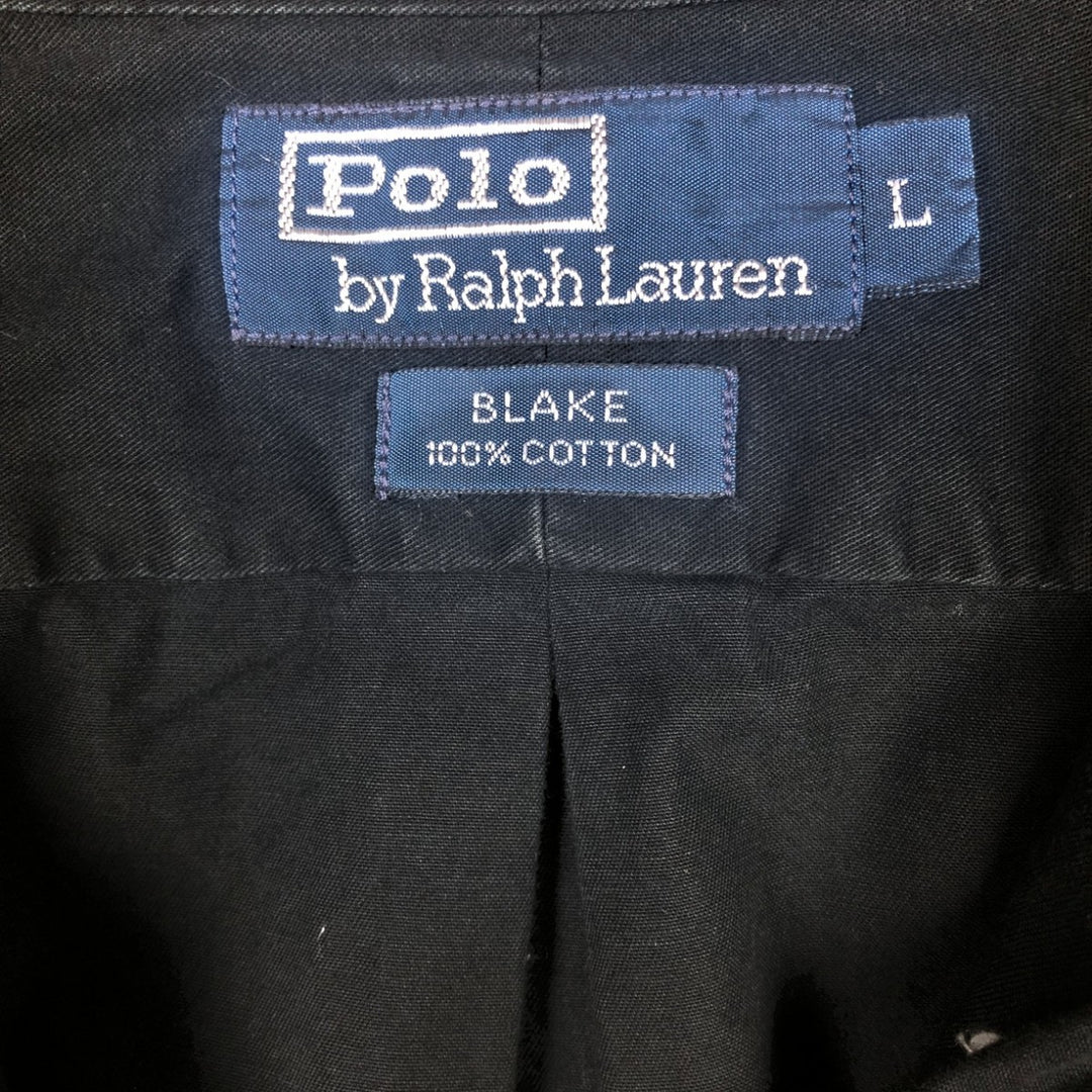Ralph Lauren POLO by Ralph Lauren BLAKE long-sleeved button-down shirt, men's size L cotton black type Vintage Second Hand
