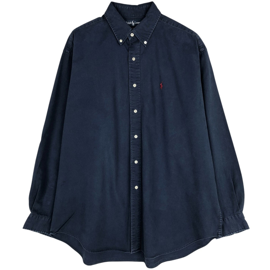 Ralph Lauren BLAKE long sleeve button down shirt, men's XL size cotton navy blue type Vintage Second Hand