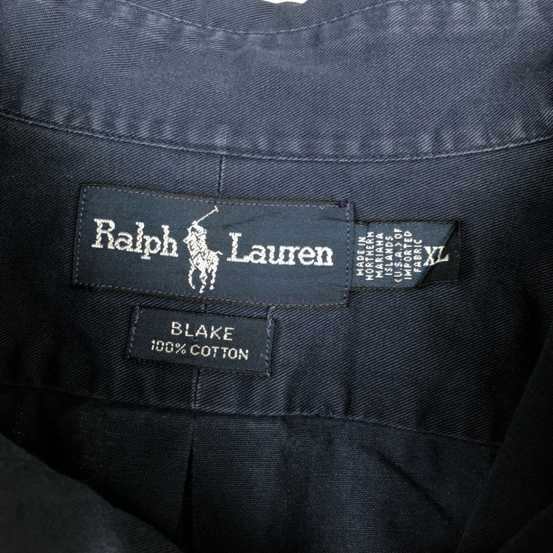 Ralph Lauren BLAKE long sleeve button down shirt, men's XL size cotton navy blue type Vintage Second Hand