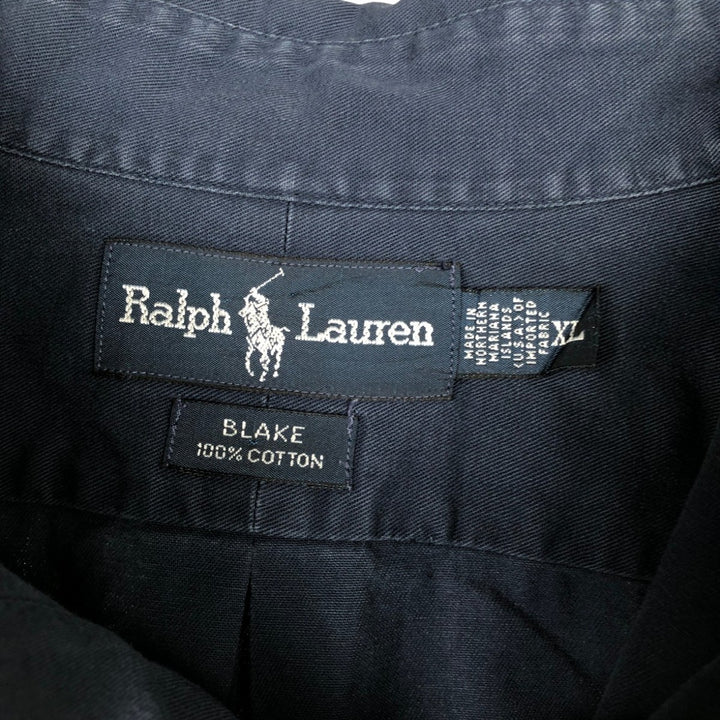 Ralph Lauren BLAKE long sleeve button down shirt, men's XL size cotton navy blue type Vintage Second Hand