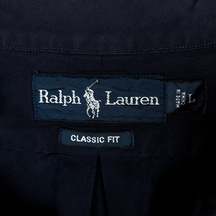 Ralph Lauren Classic Fit Long Sleeve Button Down Shirt, Men's Size L unclear navy blue type Vintage Second Hand