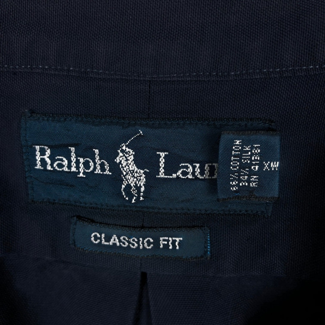 Ralph Lauren Classic Fit Long Sleeve Button Down Shirt, Men's Size L unclear navy blue type Vintage Second Hand