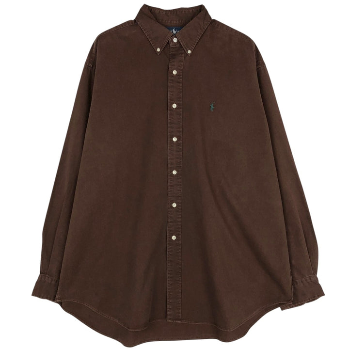 Ralph Lauren BLAIRE long sleeve button down shirt, men's XL size cotton brown type Vintage Second Hand