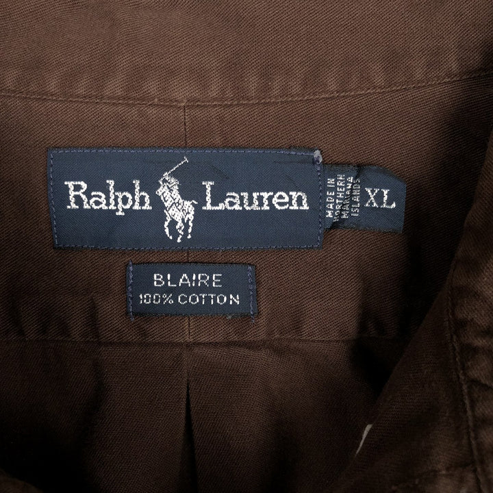 Ralph Lauren BLAIRE long sleeve button down shirt, men's XL size cotton brown type Vintage Second Hand