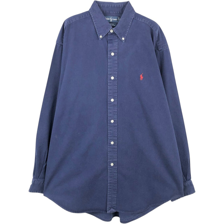 Ralph Lauren BLAKE long sleeve button down shirt, men's size L cotton navy blue type Vintage Second Hand