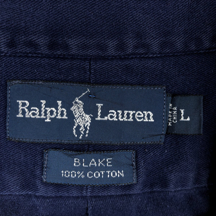 Ralph Lauren BLAKE long sleeve button down shirt, men's size L cotton navy blue type Vintage Second Hand
