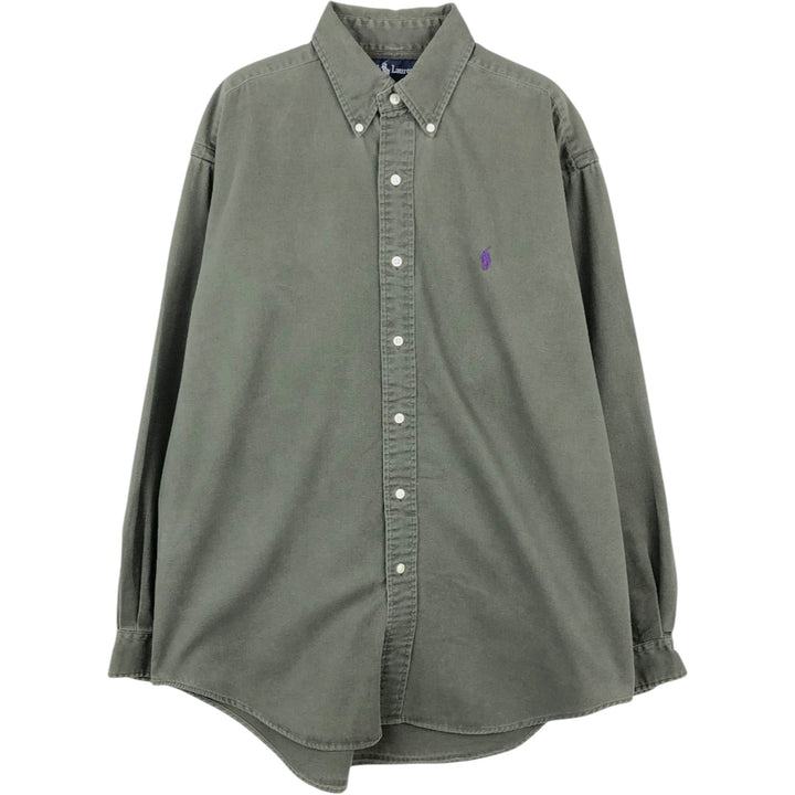 Ralph Lauren BLAIRE long sleeve button down shirt, men's size M cotton Khaki type Vintage Second Hand