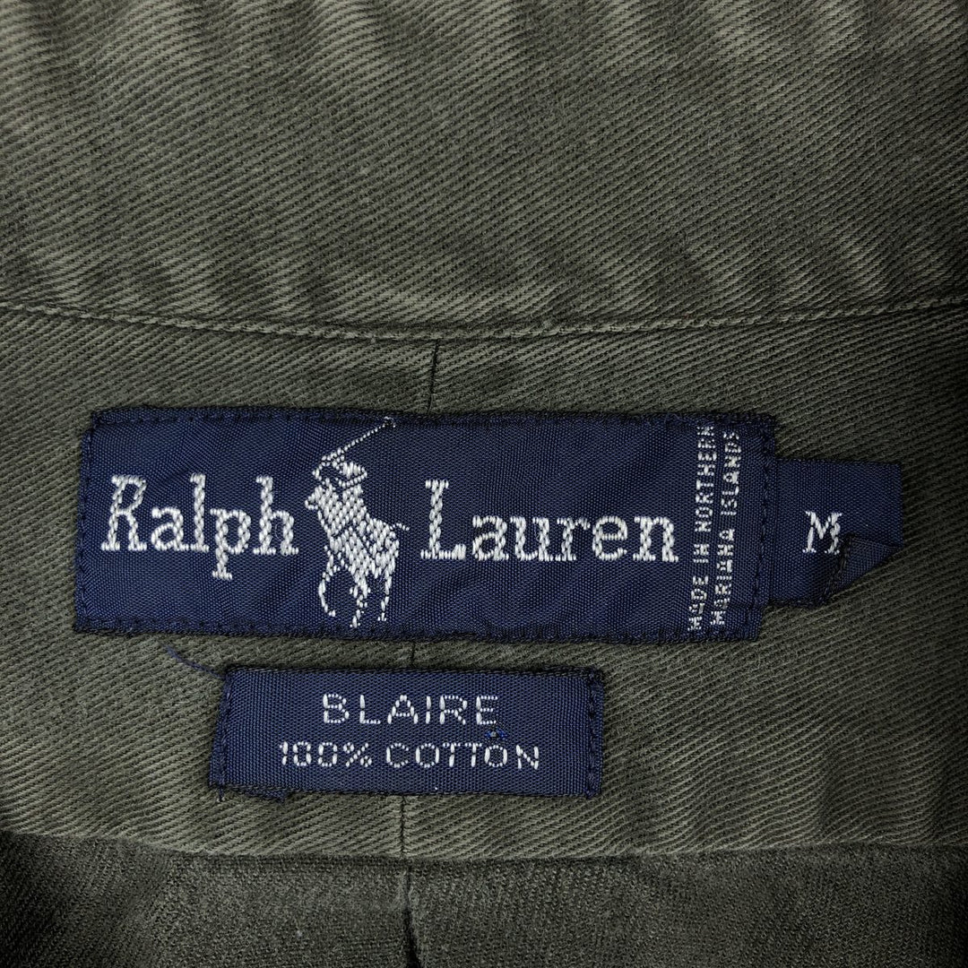 Ralph Lauren BLAIRE long sleeve button down shirt, men's size M cotton Khaki type Vintage Second Hand