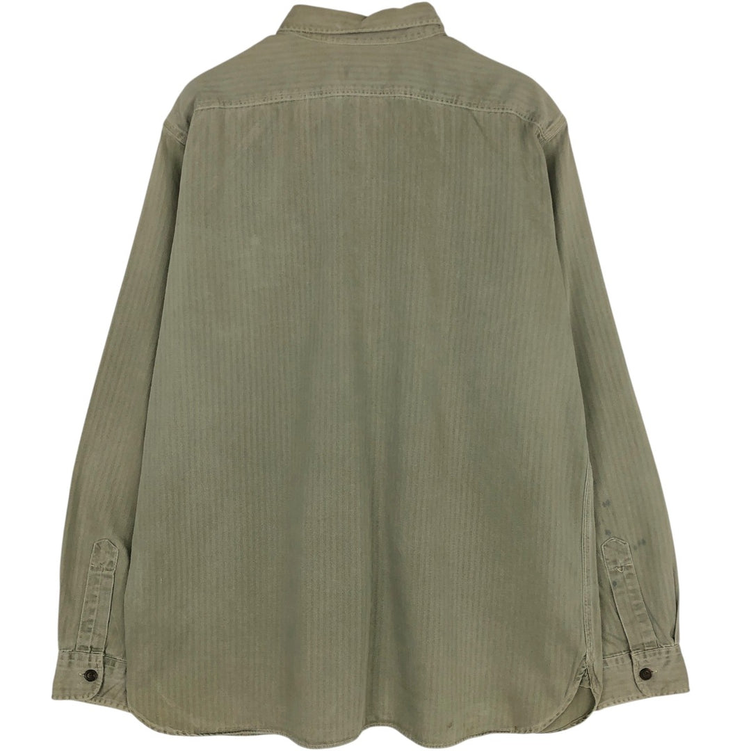 Ralph Lauren POLO RALPH LAUREN Long-Sleeve Cotton Shirt, Men's Size XL (approx.) cotton Khaki type Vintage Second Hand
