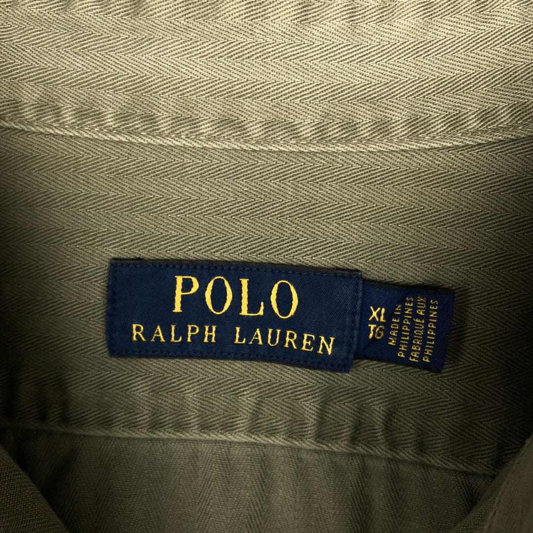 Ralph Lauren POLO RALPH LAUREN Long-Sleeve Cotton Shirt, Men's Size XL (approx.) cotton Khaki type Vintage Second Hand